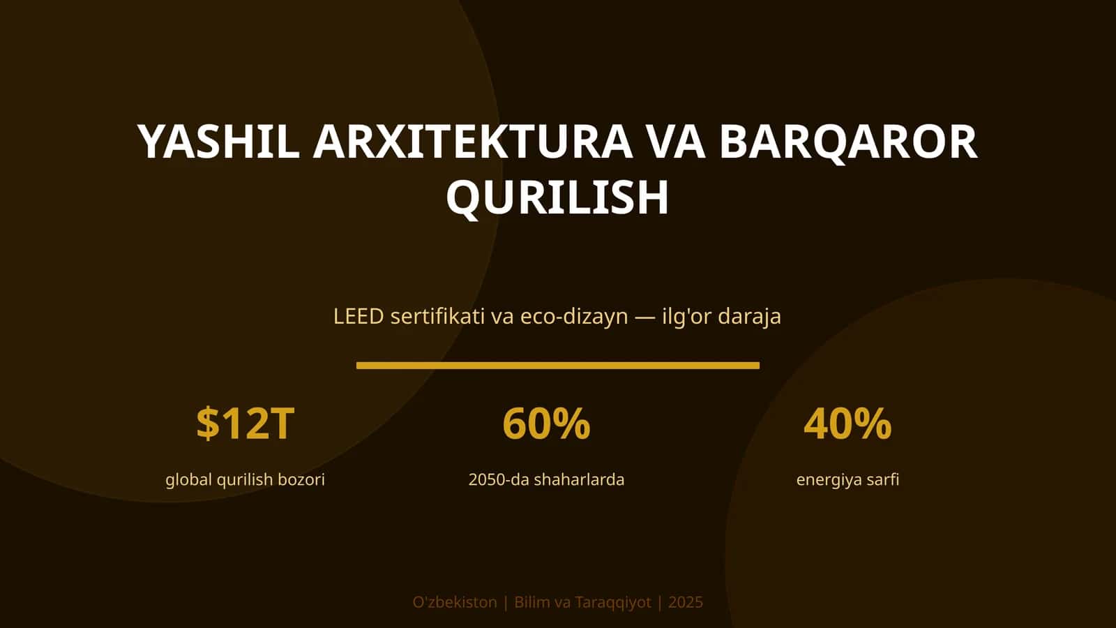 Yashil arxitektura va barqaror qurilish