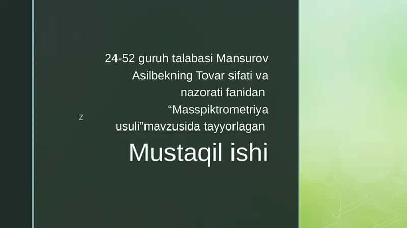 Mass-spektroskopiya