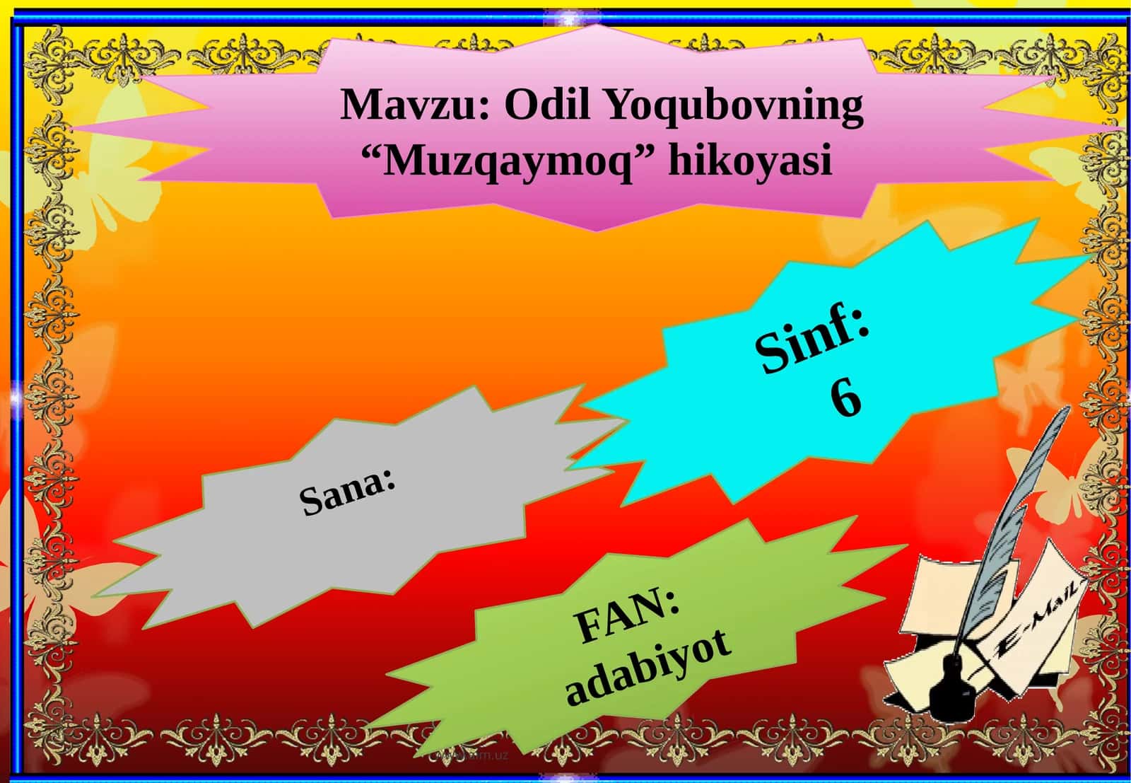 6-sinf Adabiyot fanidan Odil Yoqubov Muzqaymoq hikoyasi dars taqdimoti