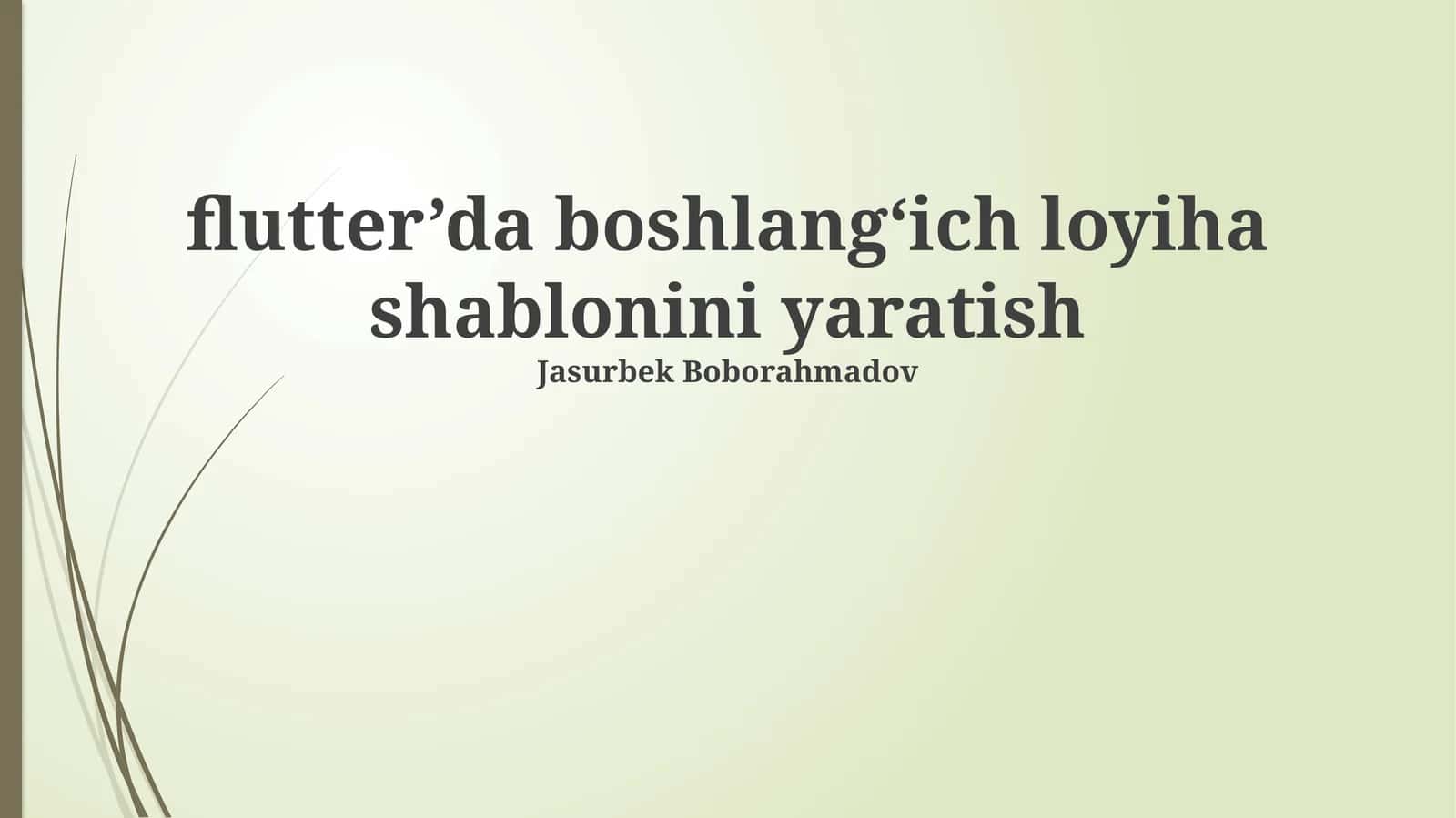 flutter’da boshlang‘ich loyiha shablonini yaratish