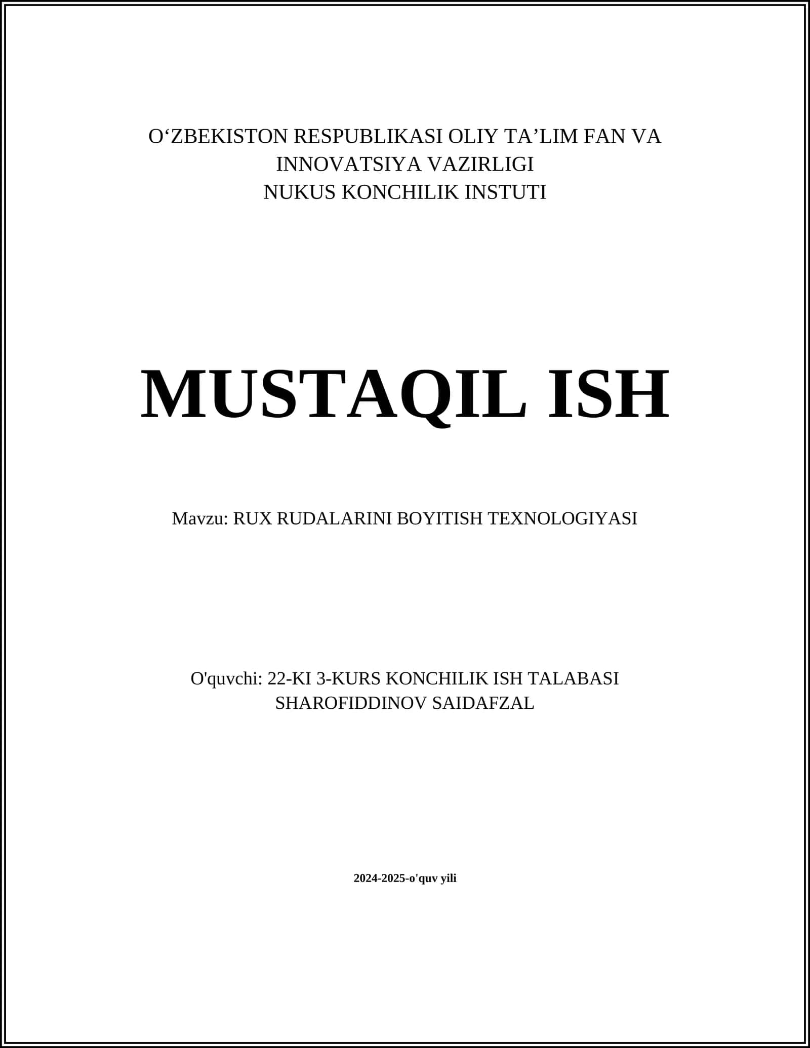 RUX RUDALARINI BOYITISH TEXNOLOGIYASI