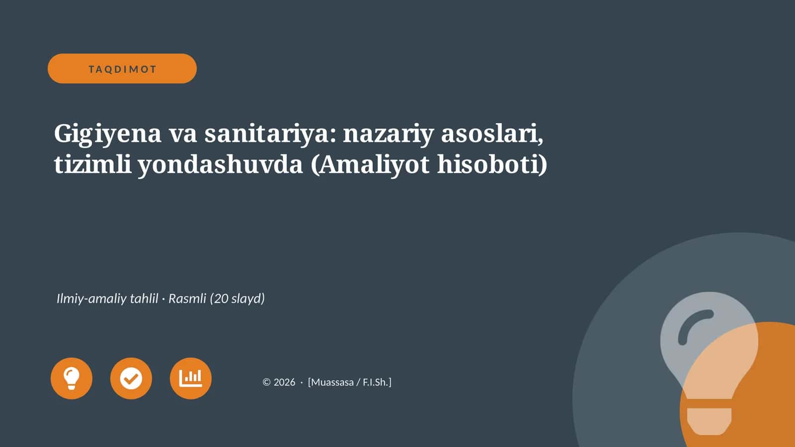 Gigiyena va sanitariya: nazariy asoslari, tizimli yondashuvda (Amaliyot hisoboti)