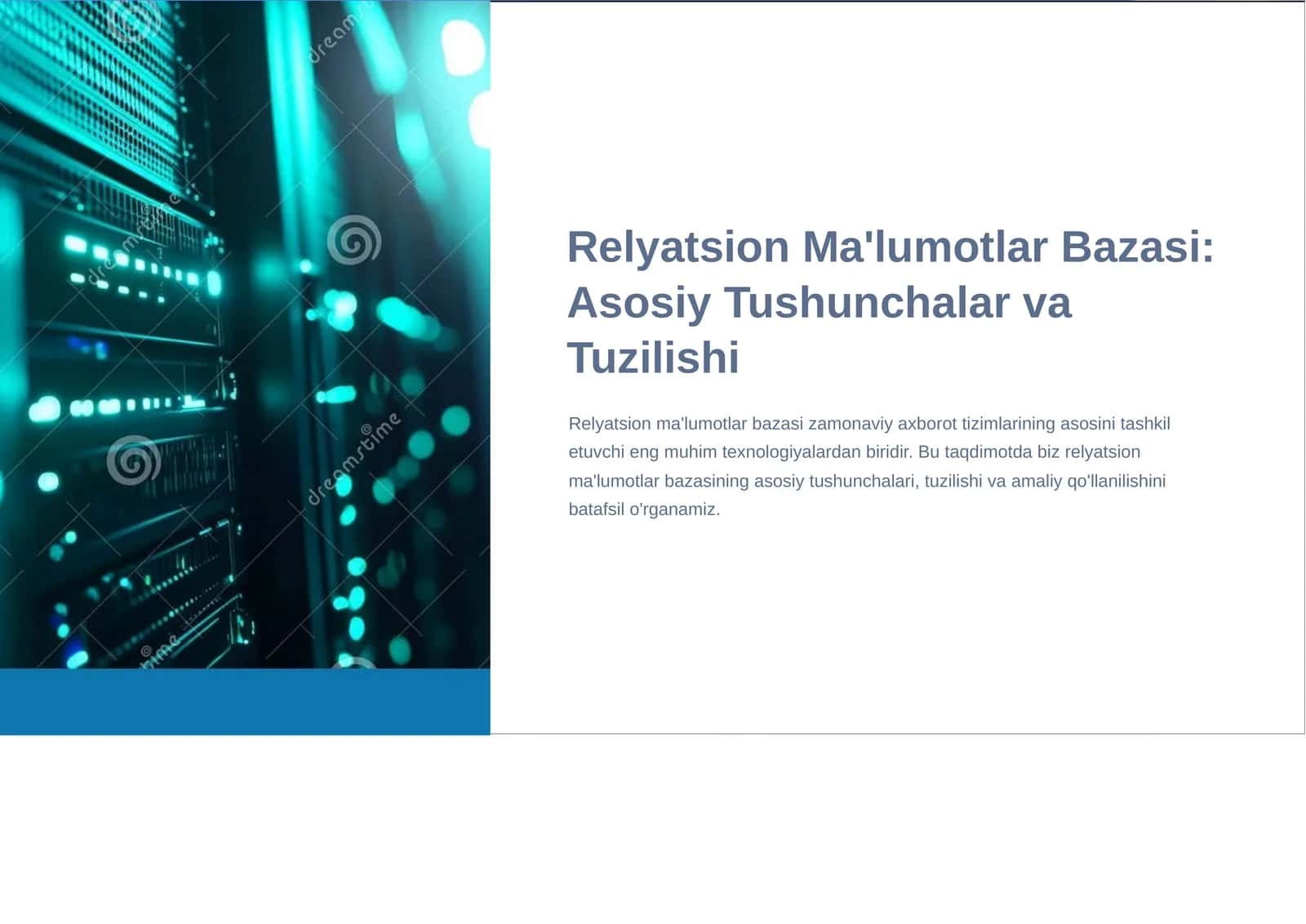Relyatsion Ma'lumotlar Bazasi: Asosiy Tushunchalar va Tuzilishi