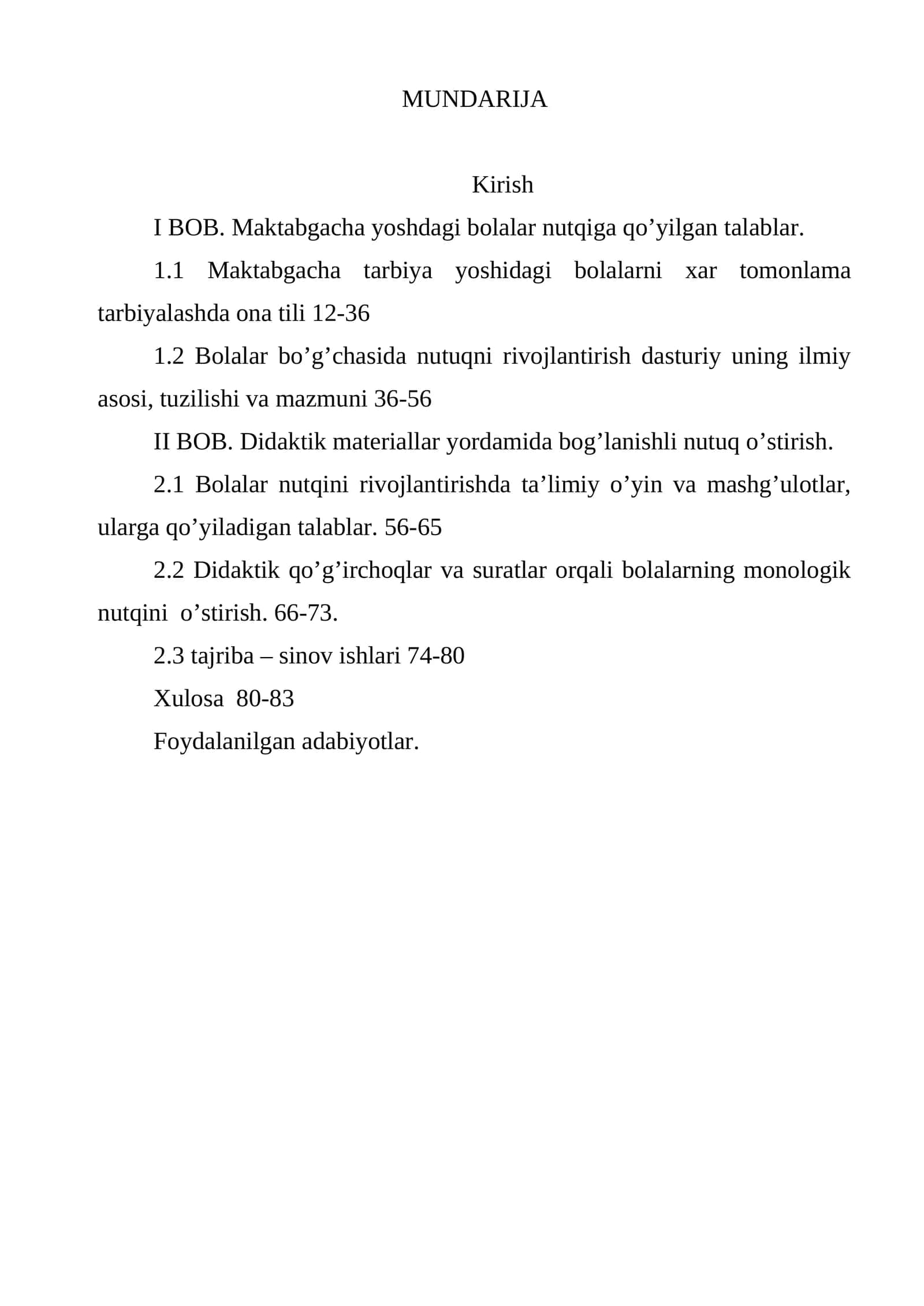 Maktabgacha yoshdagi bolalar nutqiga qo’yilgan talablar
