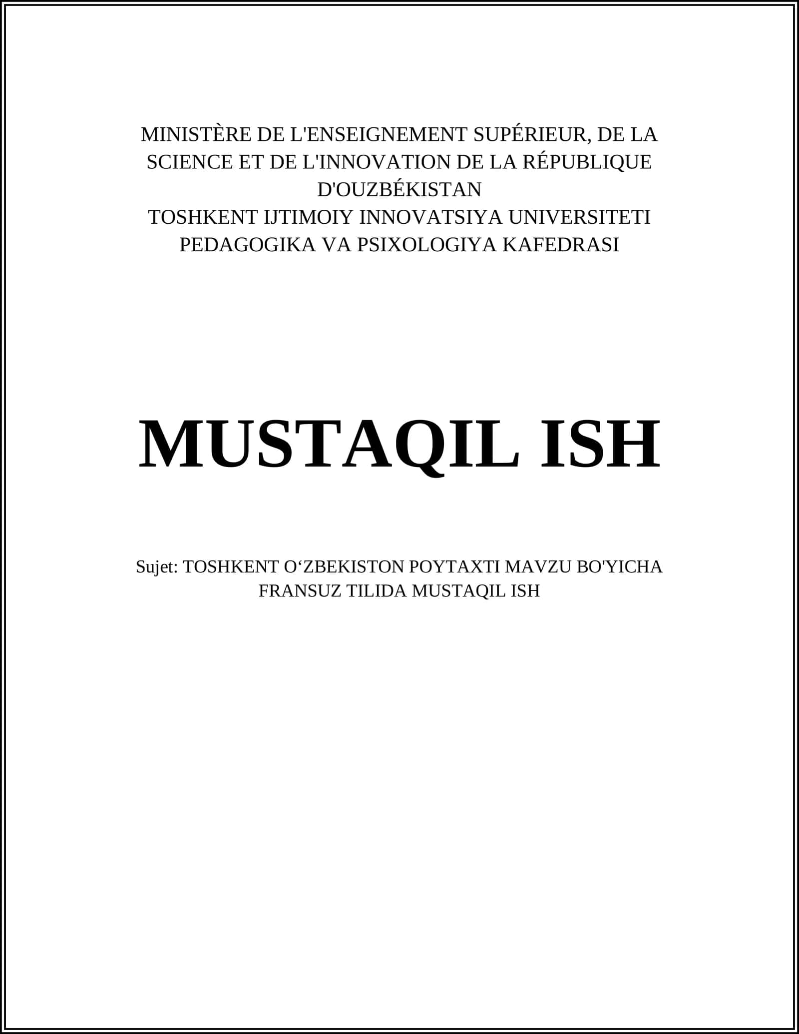 TOSHKENT OʻZBEKISTON POYTAXTI