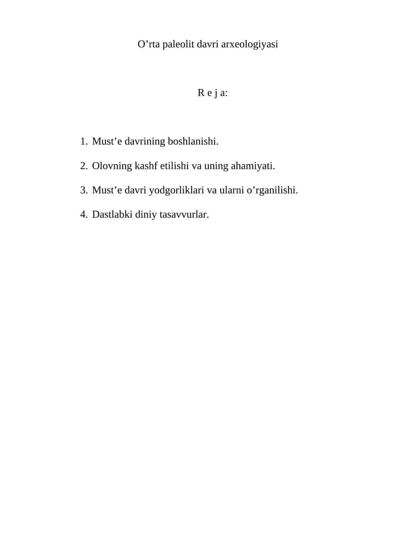 O’rta paleolit davri arxeologiyasi