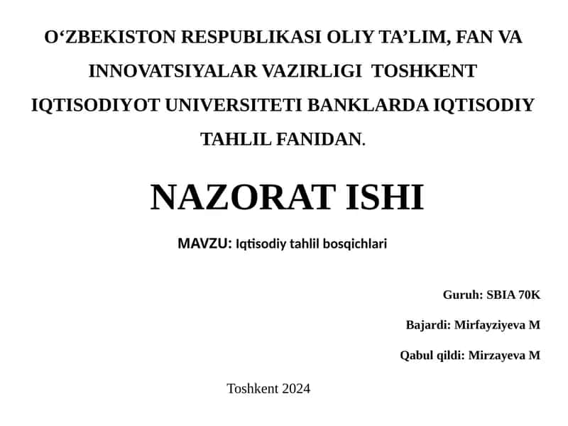Iqtisodiy tahlil bosqichlari