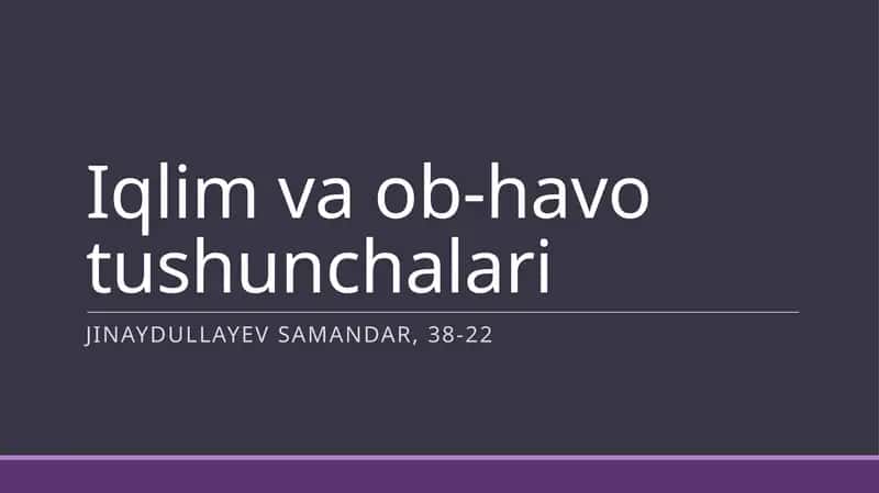 Iqlim va ob-havotushunchalari
