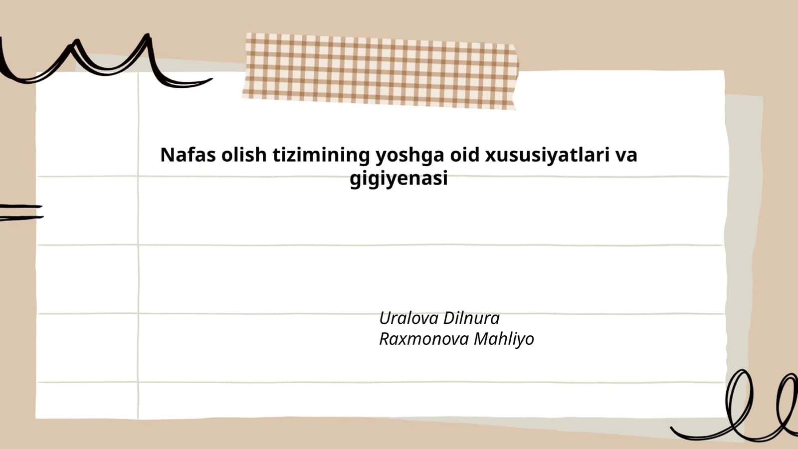Nafas olish tizimining yoshga oid xususiyatlari va gigiyenasi