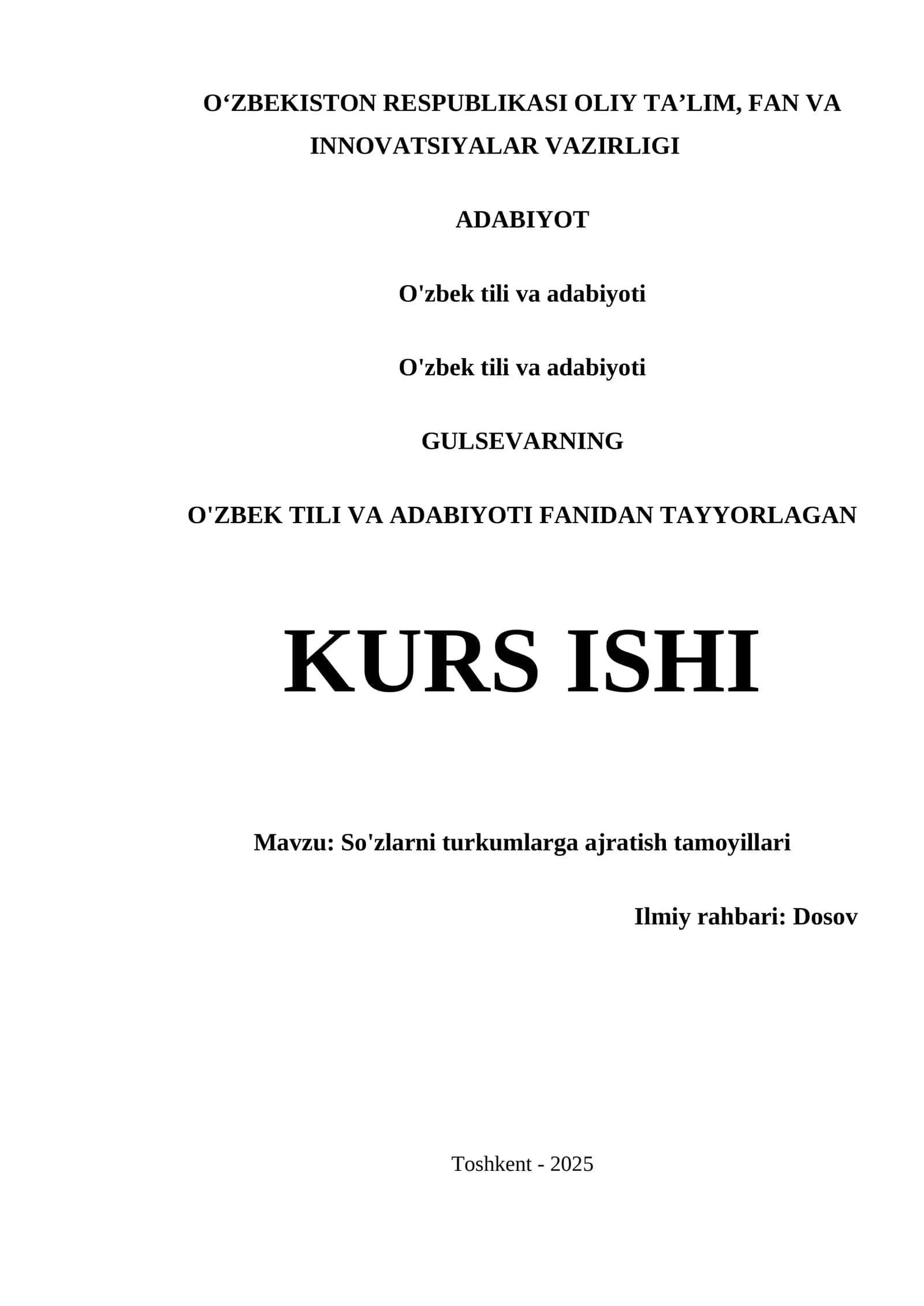 So'zlarni turkumlarga ajratish tamoyillari