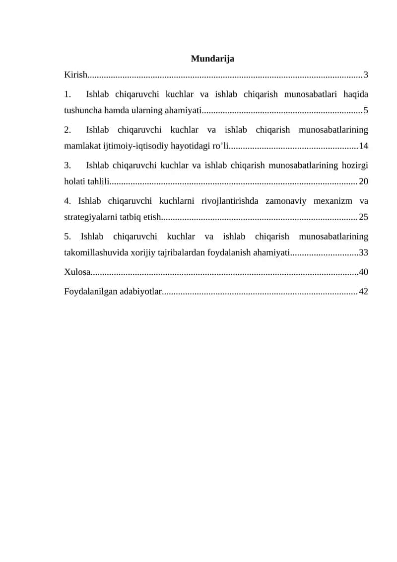 Kurs ishi mavzusi: Ishlab chiqaruvchi kuchlar va ishlab chiqarish munosabatlari