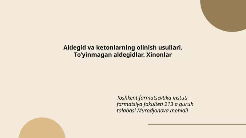 Aldеgid va ketonlarning olinish usullari. To’yinmаgаn аldеgidlаr. Хinоnlаr