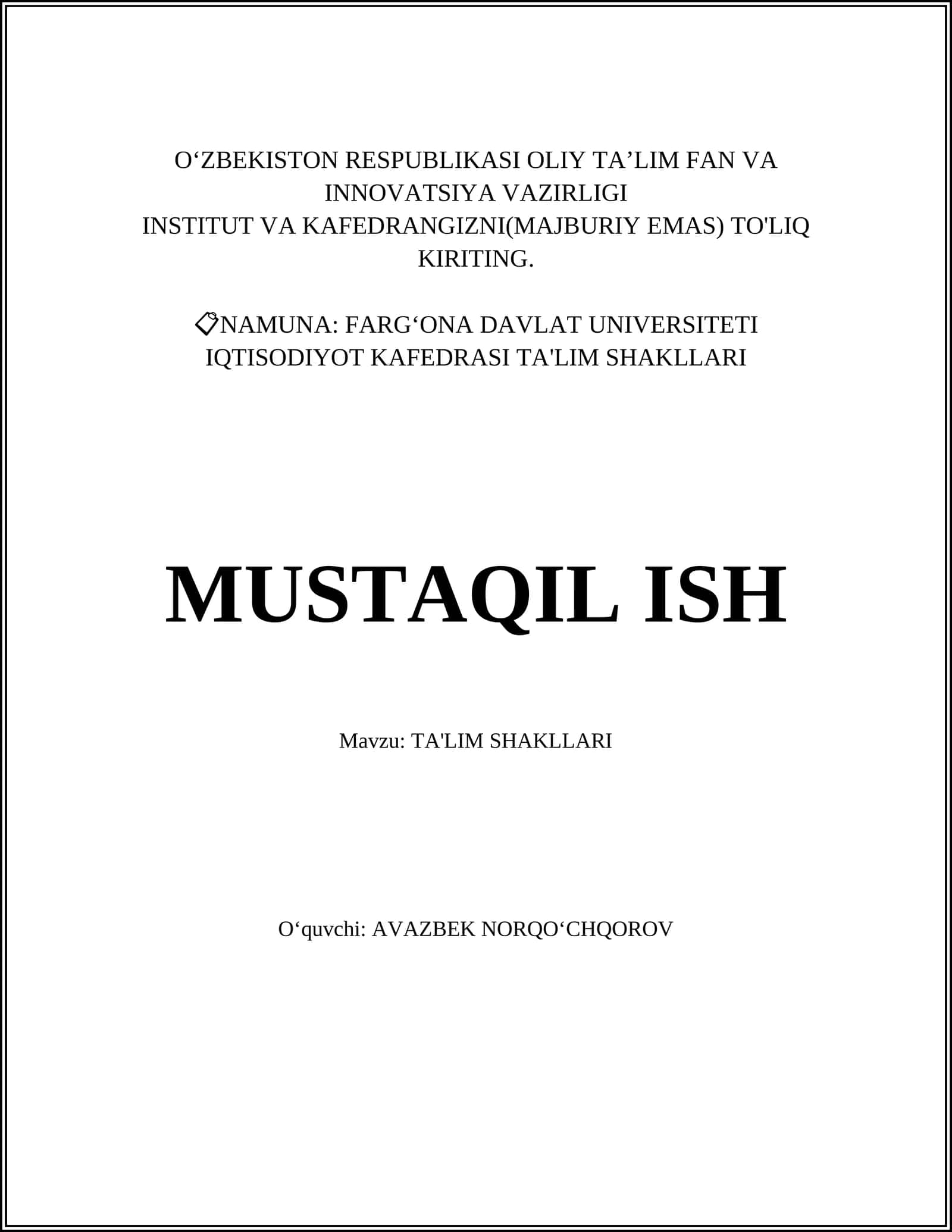 TA'LIM SHAKLLARI