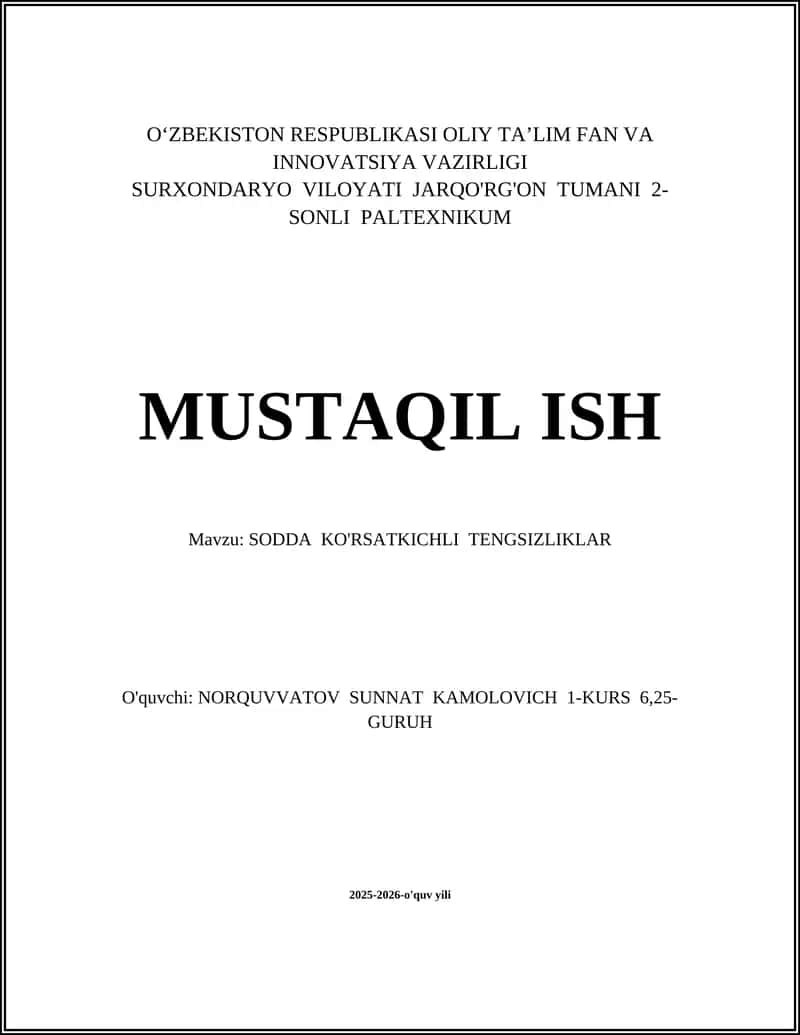 Sodda ko'rsatkichli tengsizliklar