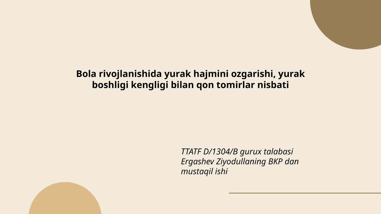 TTATF D/1304/B gurux talabasi Ergashev Ziyodullaning BKP dan mustaqil ishi