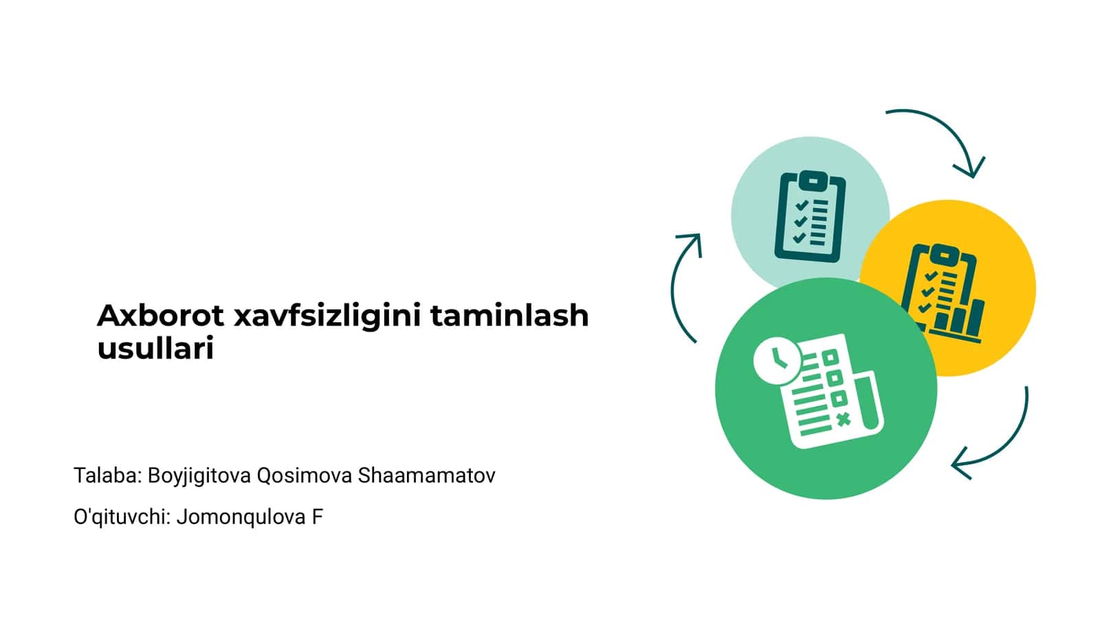 Axborot xavfsizligini taminlash usullari
