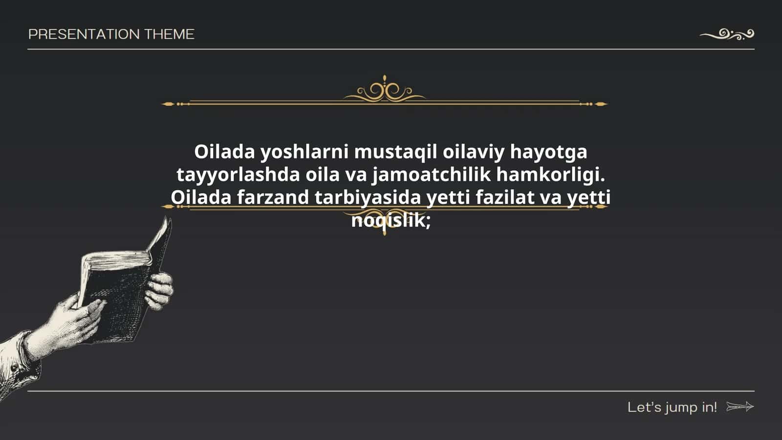Oilada yoshlarni mustaqil oilaviy hayotga tayyorlashda oila va jamoatchilik hamkorligi. Oilada farzand tarbiyasida yetti fazilat va yetti noqislik