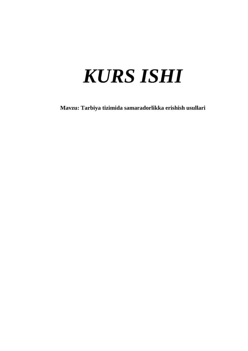 Tarbiya tizimida samaradorlikka erishish usullari