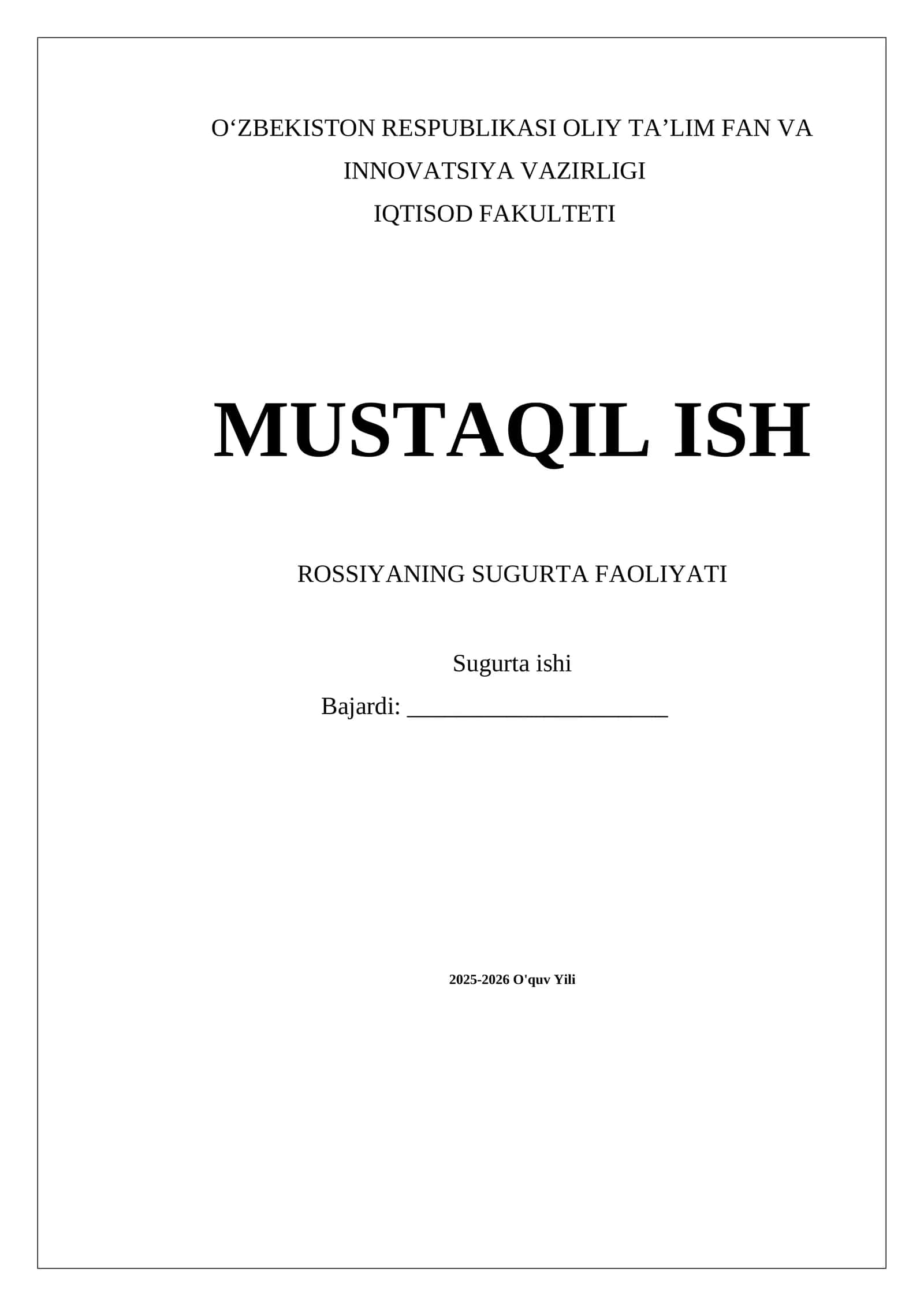 Rossiyaning sug'urta faoliyati