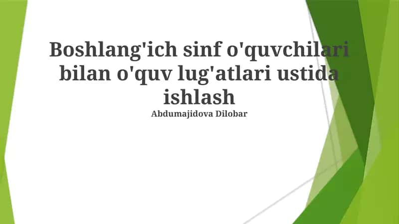 Lug'at boyicha mashqlar