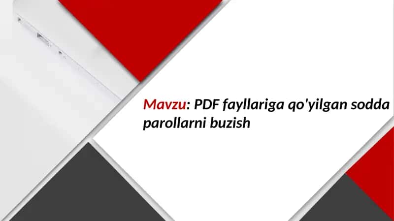 PDF fayllariga qo'yilgan sodda parollarni buzish