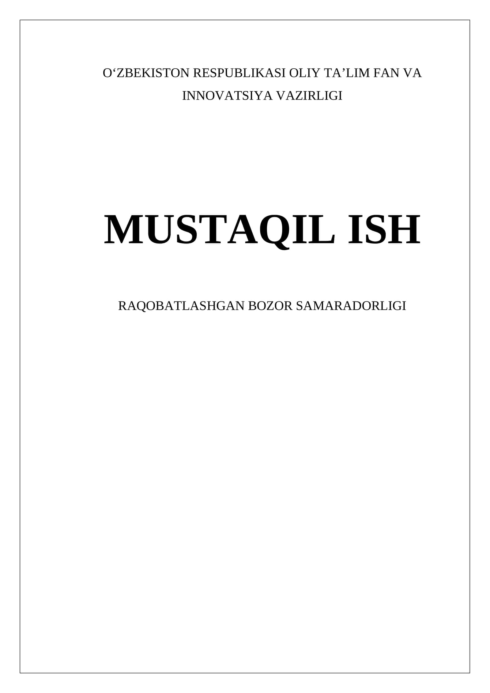 Raqobatlashgan bozorlar samaradorligi