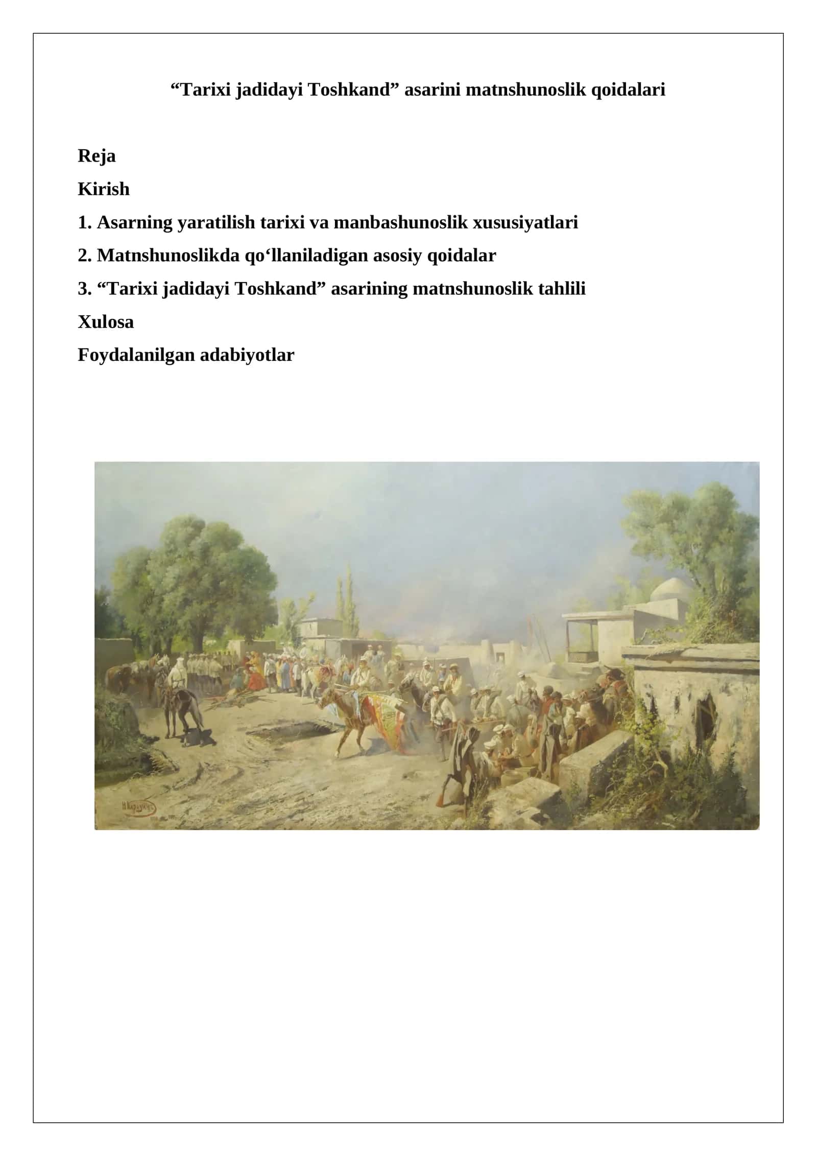 Tarixi jadidayi Toshkand matnshunoslik qoidalari