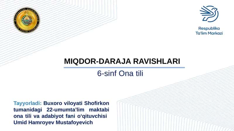 MIQDOR-DARAJA RAVISHLARI
