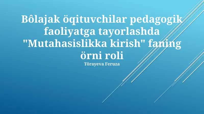 Amaliy mashg'ulotlar va o'quv uslublari kursi