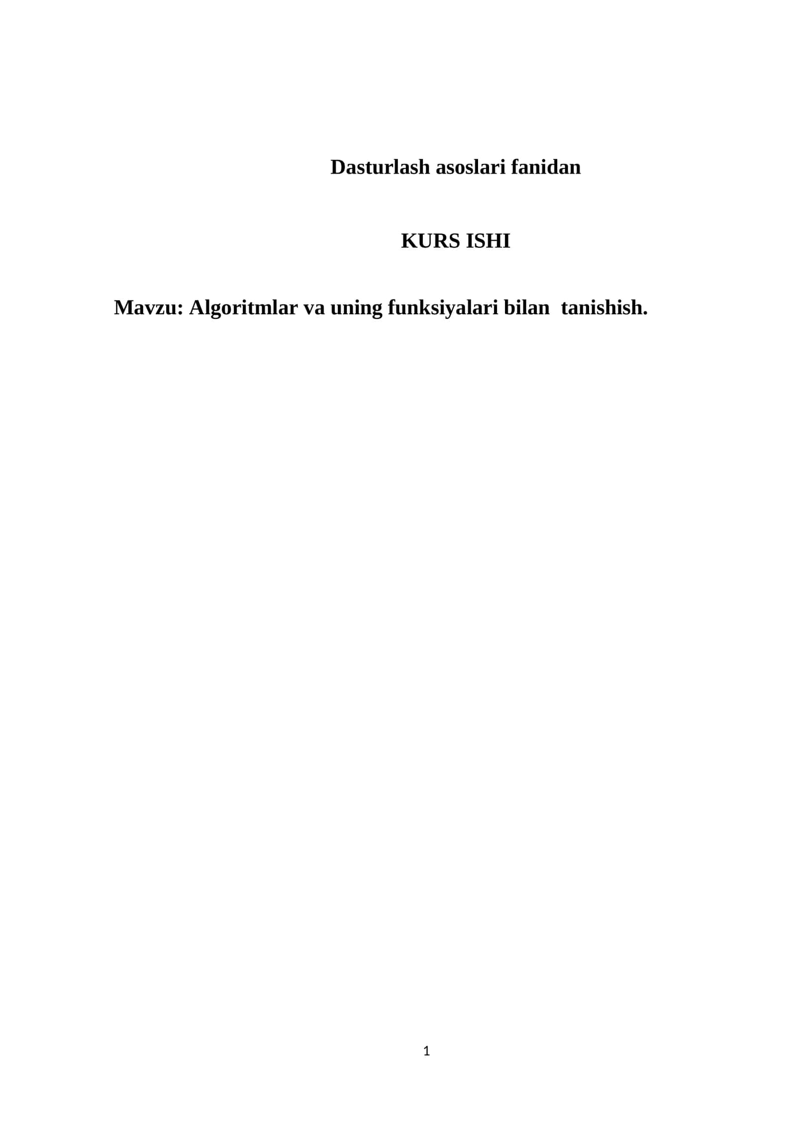 Dasturlash asoslari fanidan KURS ISHI