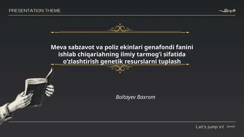 Meva sabzavot va poliz ekinlari genafondi fanini ishlab chiqariahning ilmiy tarmog’i sifatida o’zlashtirish genetik resurslarni tuplash