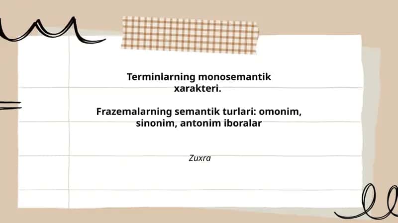 Terminlarning monosemantik xarakteri