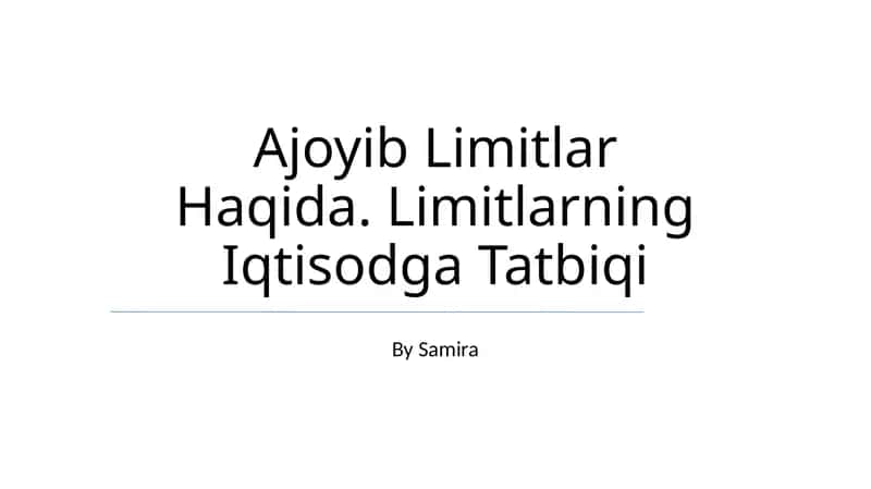 Limitlarning Iqtisodga Tatbiqi