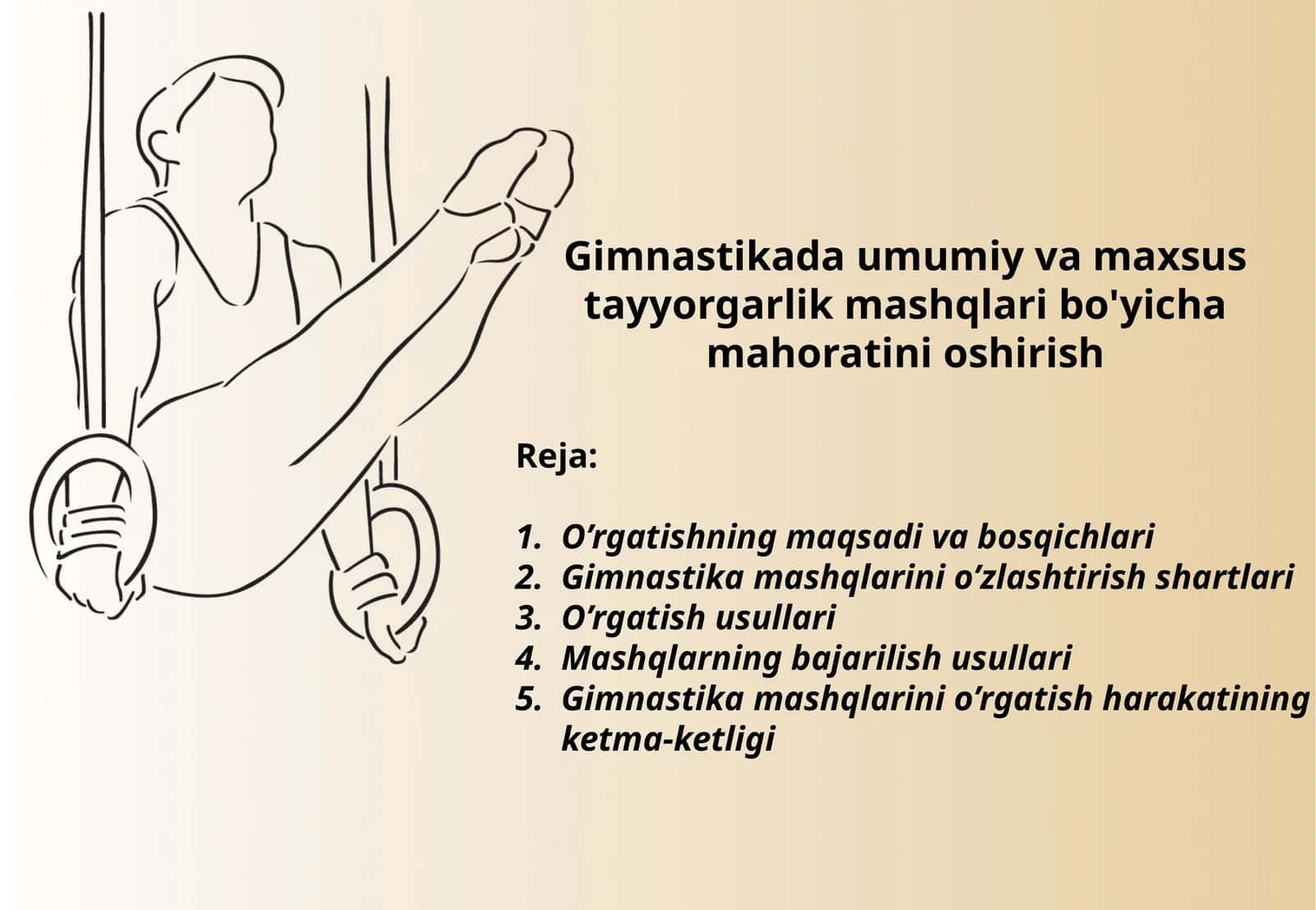 Gimnastikada umumiy va maxsus tayyorgarlik mashqlari bo'yicha mahoratini oshirish
