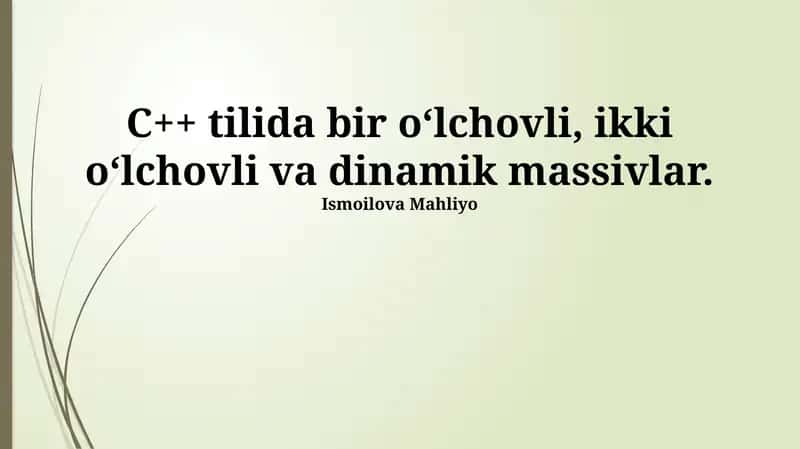 Ikki O'lchovli Massivlar