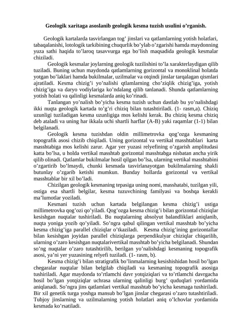Geologik kesmalar chizish