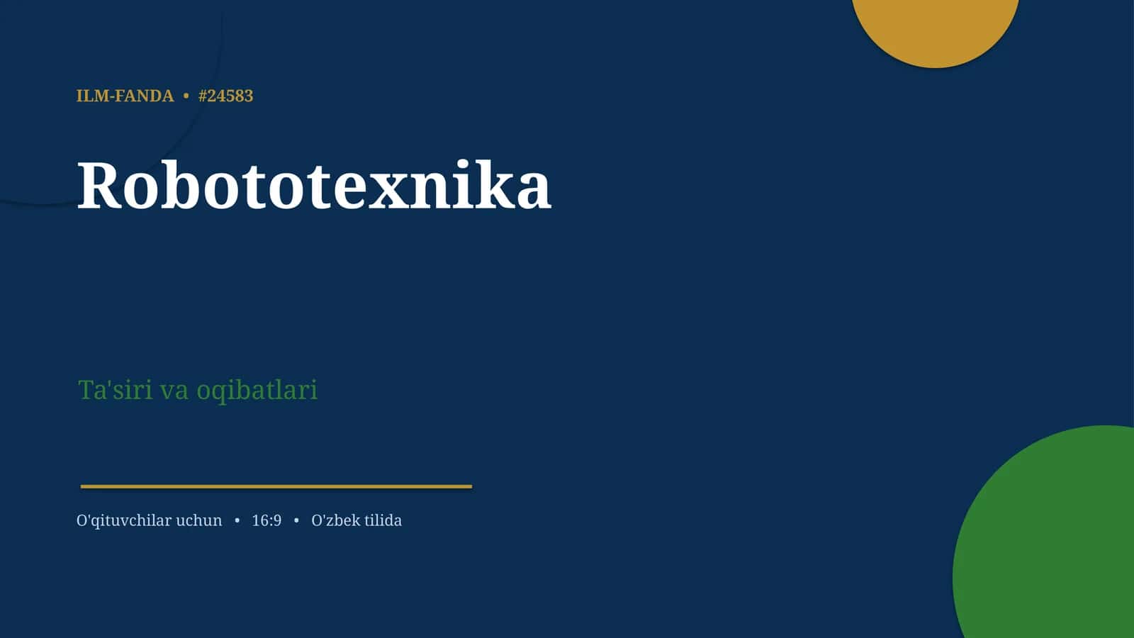 Robototexnika Ta'siri va oqibatlari