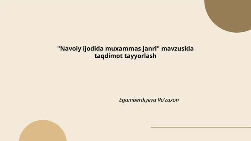 Navoiy ijodida muxammas janri