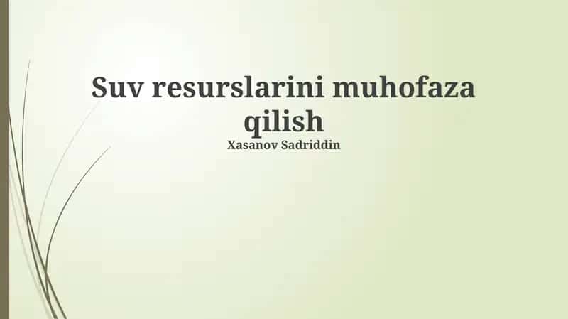 Suv resurslarini muhofaza qilish