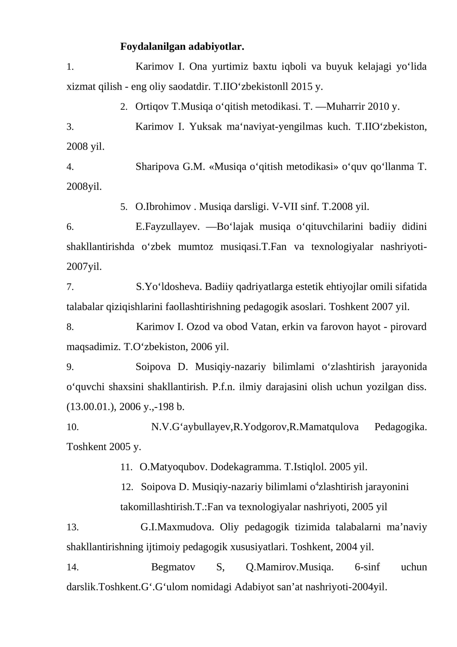 Musiqa o‘qitish metodikasi
