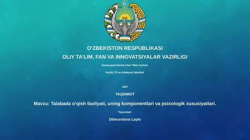 O'quv faoliyatining turlari va mohiyati