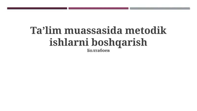 Metodik ishlarni boshqarish