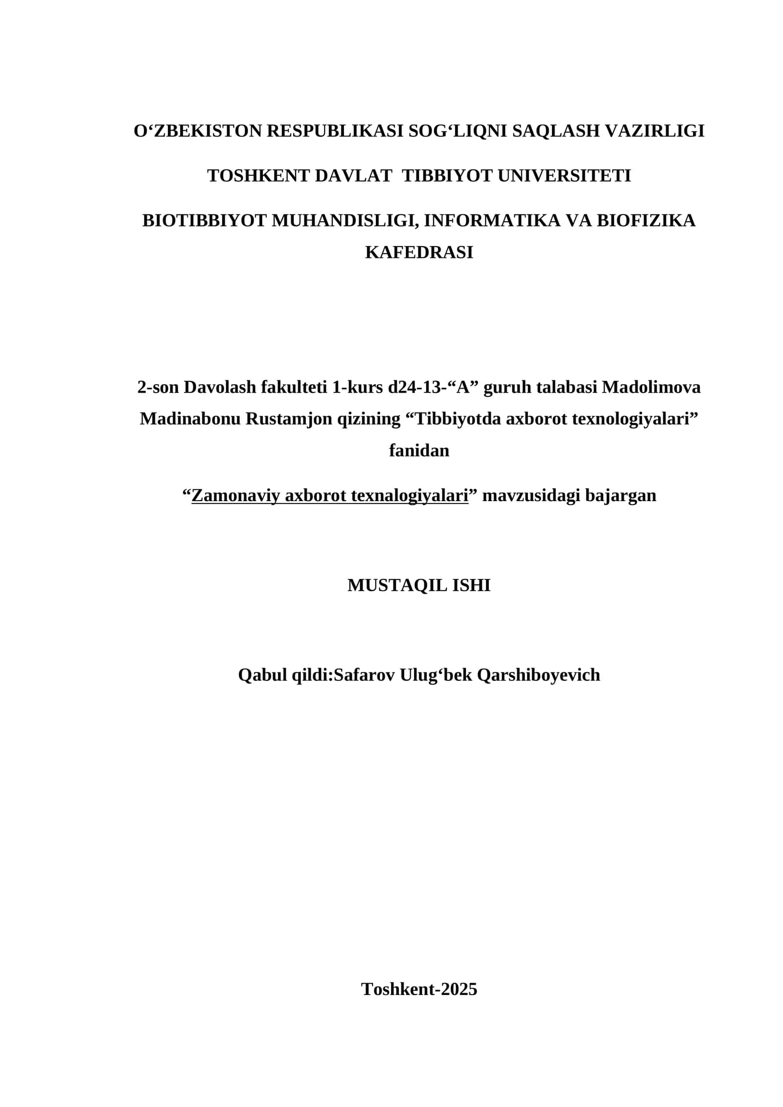 Zamonaviy axborot texnalogiyalari
