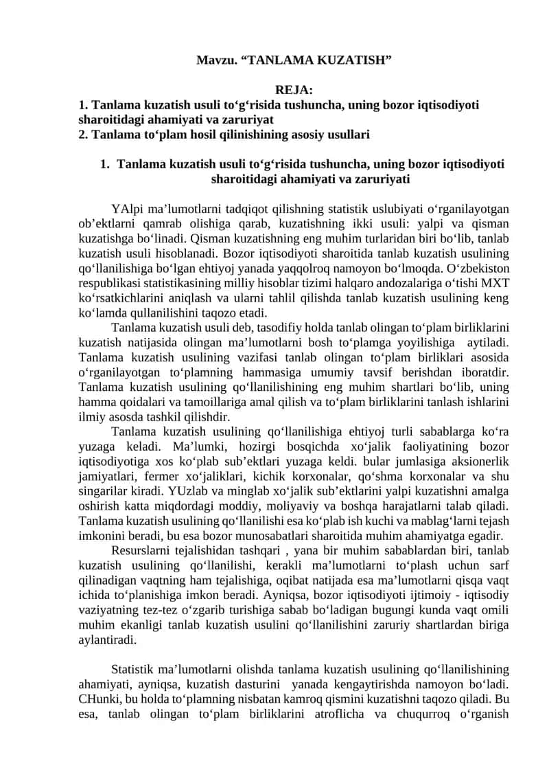 Tanlama kuzatish usuli