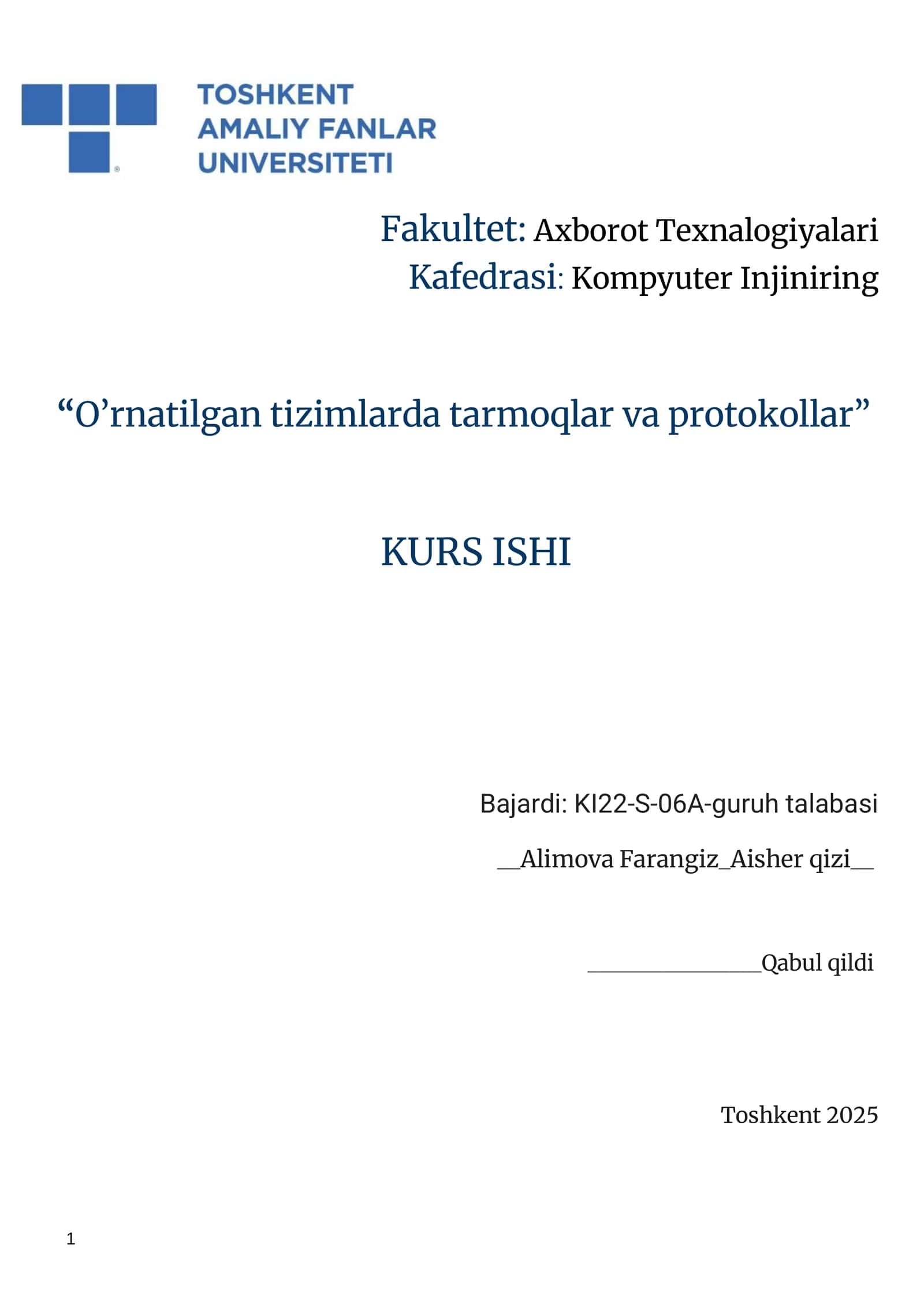 Tarmoqlar va protokollar