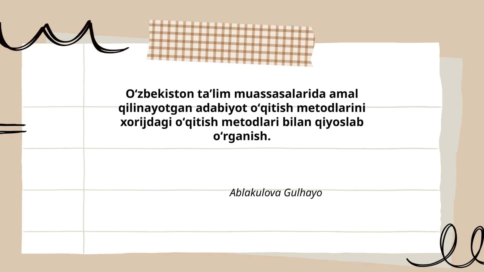 Oʻzbekiston maktablarida adabiyot oʻqitish metodikasi