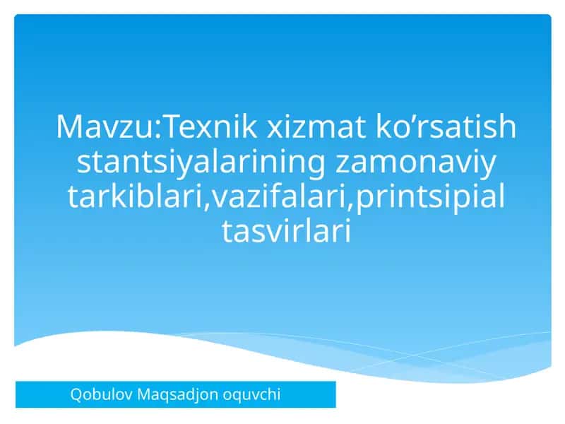 Avtomobil Texnikxizmat Ko'rsatish Stantsiyalari