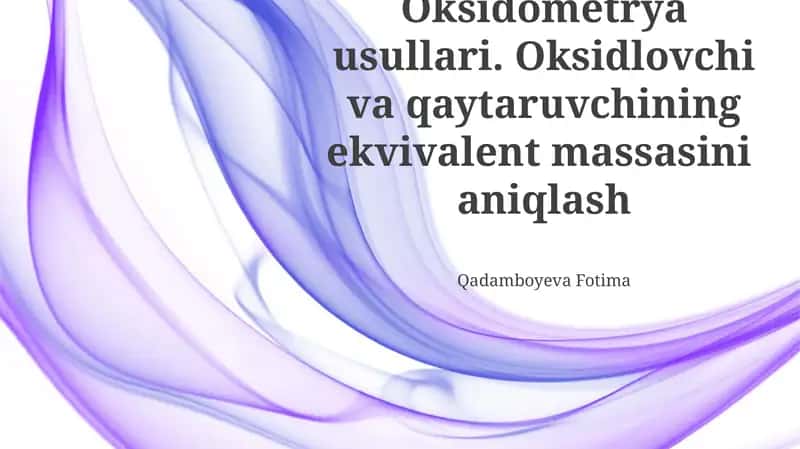 Oksidometrya usullari