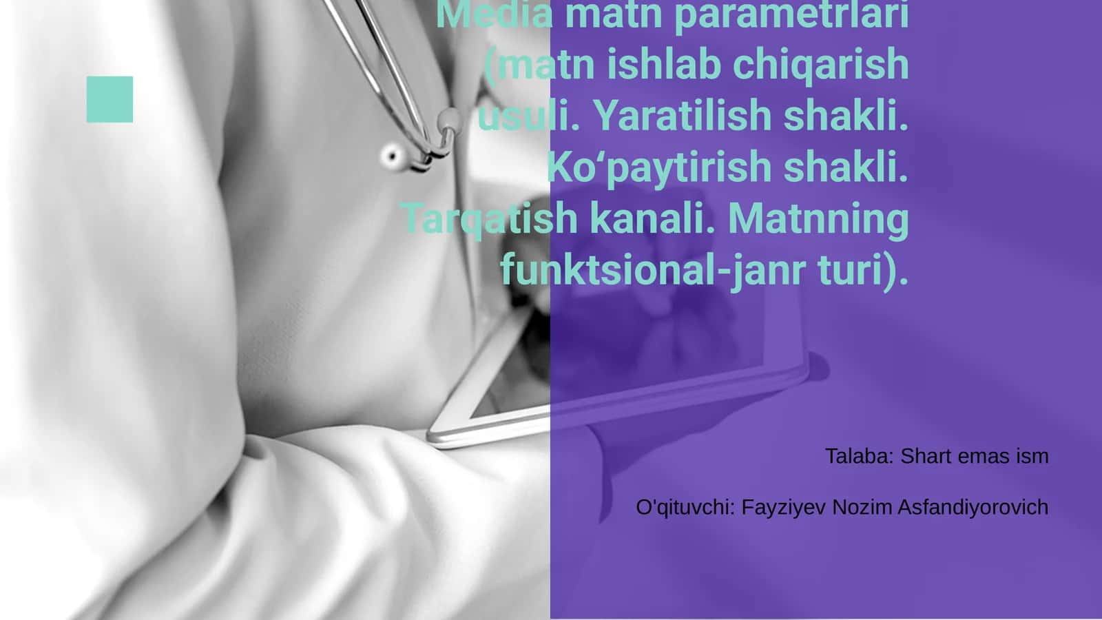 Media matn parametrlari
