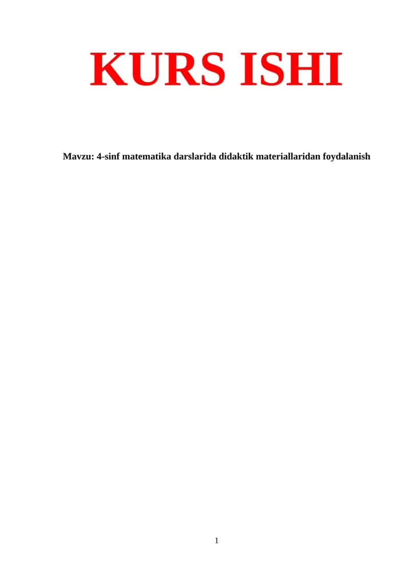 4-sinf matematika darslarida didaktik materiallaridan foydalanish
